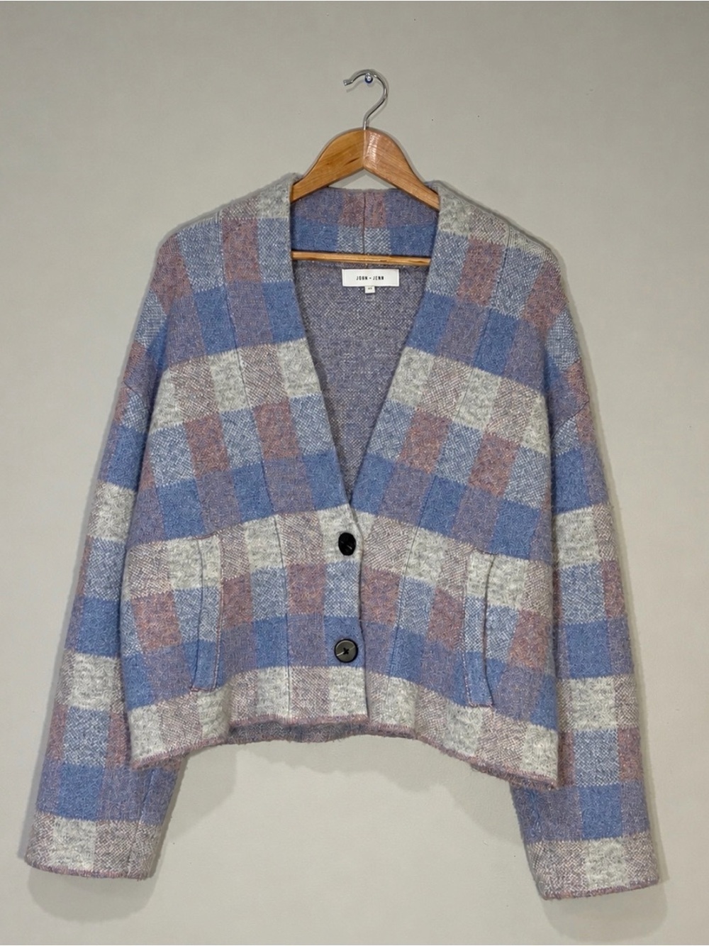 Revolve JOHN + JENN Opalite Plaid Oversized Cardigan Sweater Size S - Picture 2 of 10